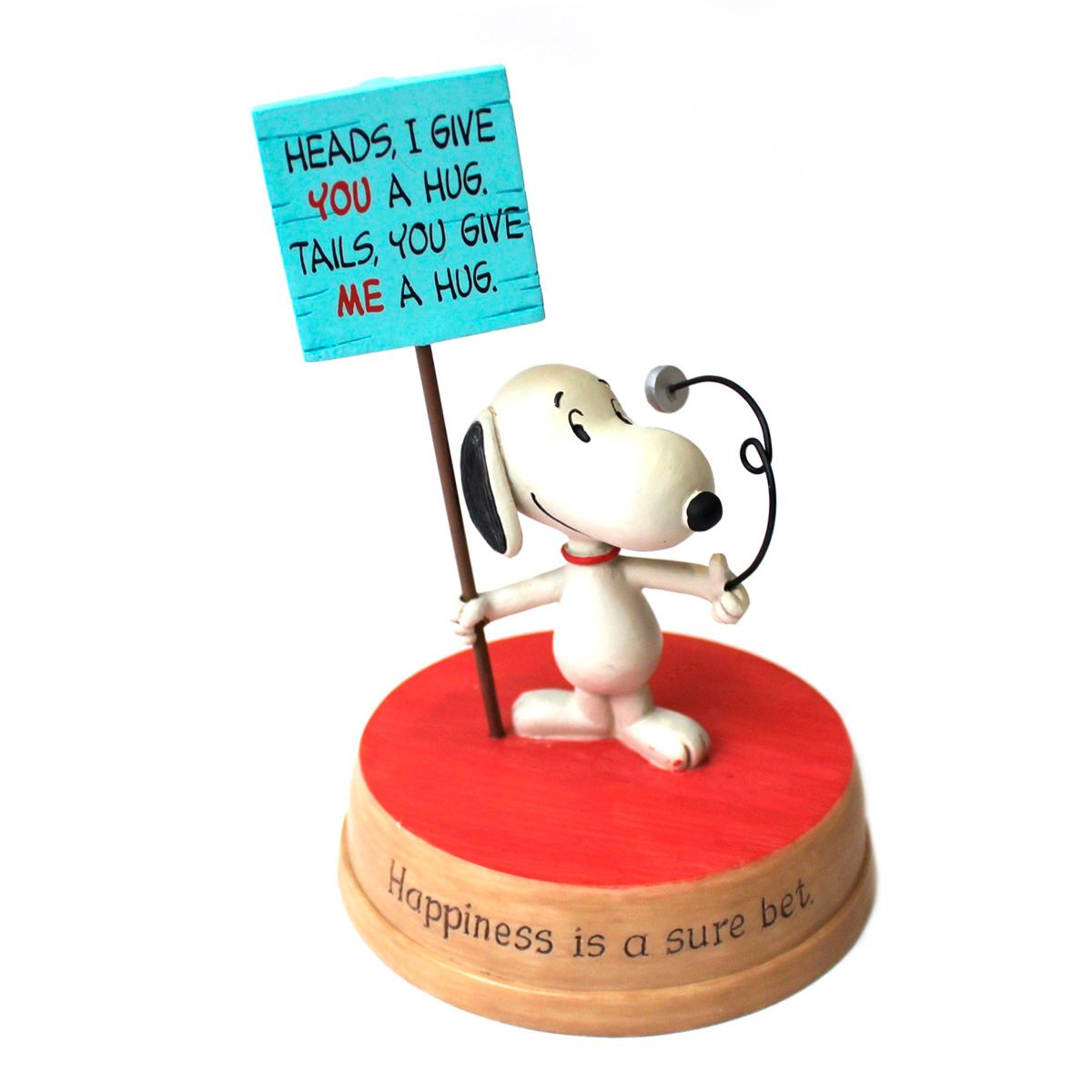 Figurin snoopy con letrero