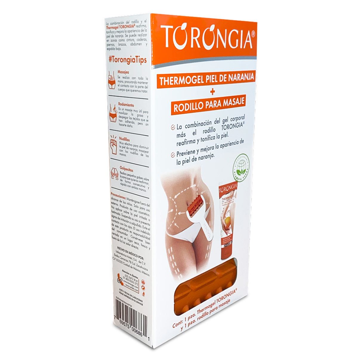 Kit Torongia Thermogel Piel Naranja + Rodillo Masajeador