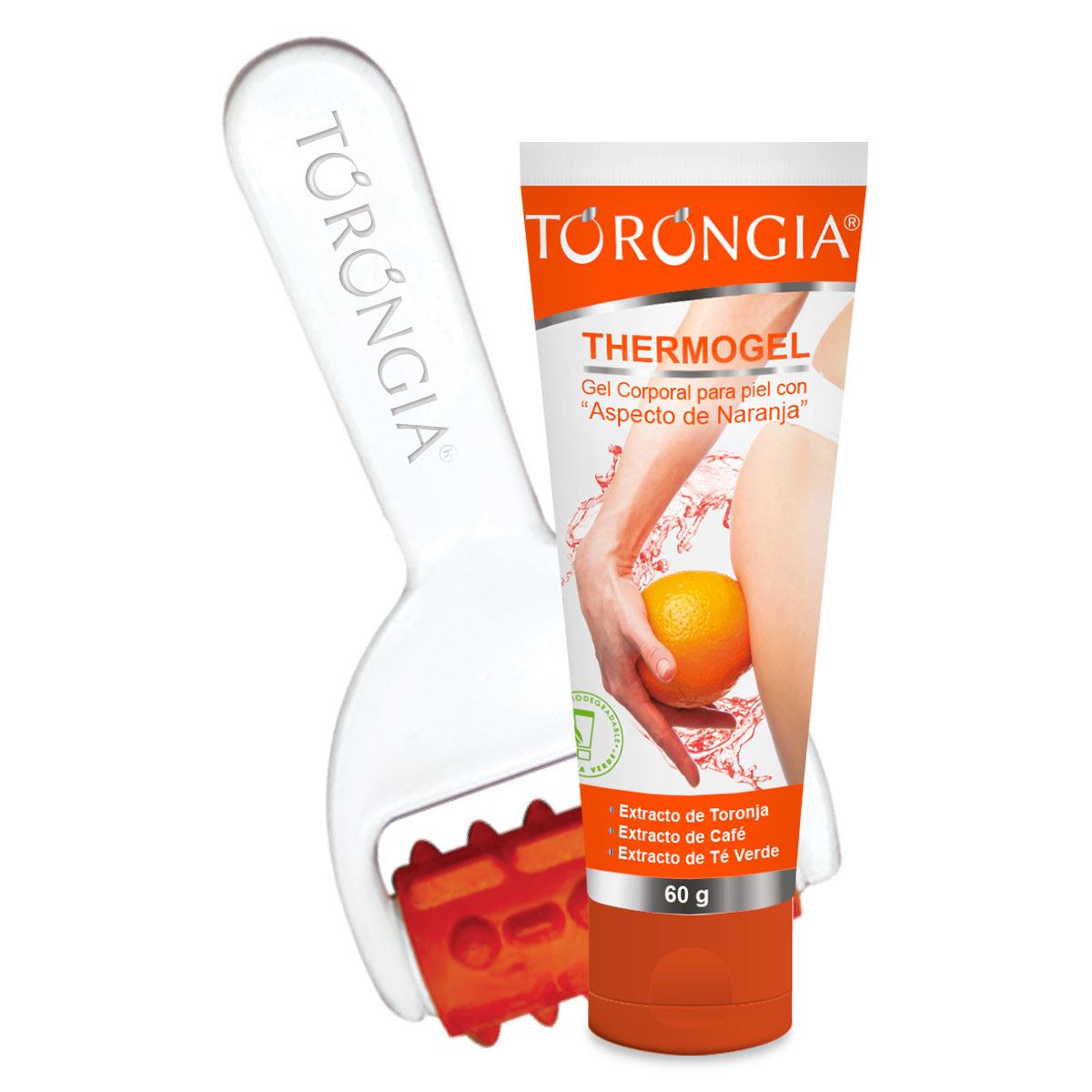 Kit Torongia Thermogel Piel Naranja + Rodillo Masajeador
