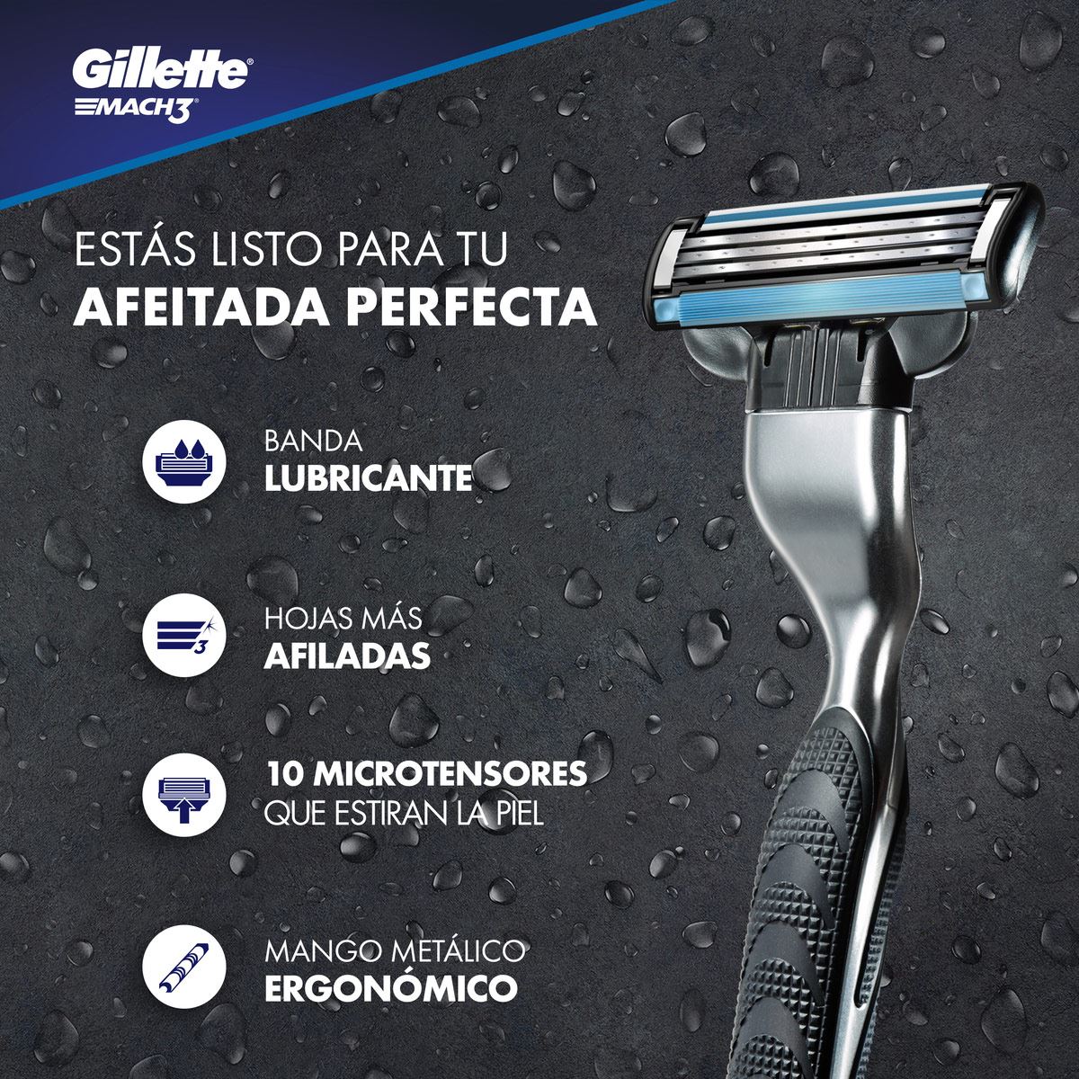 Máquina de afeitar 1 Unidad Gillette Mach3 + 2 Cartuchos para Afeitar 1 Kit