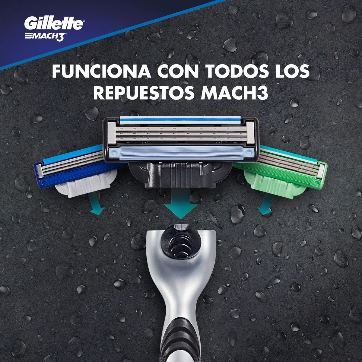 Máquina de afeitar 1 Unidad Gillette Mach3 + 2 Cartuchos para Afeitar 1 Kit
