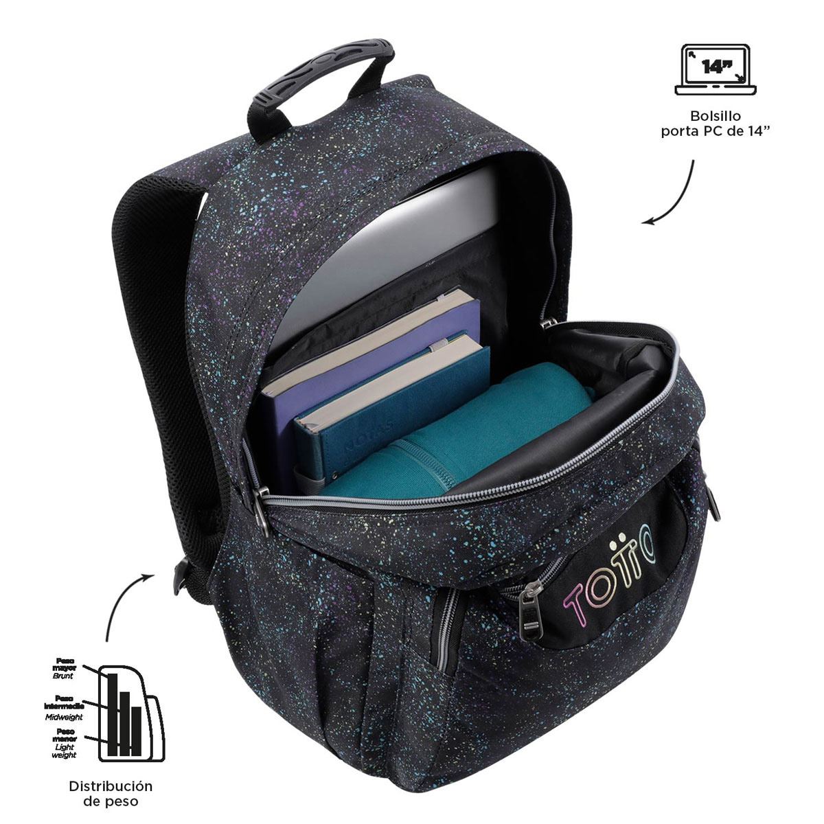 Mochila Negra Salpik Ecole Totto