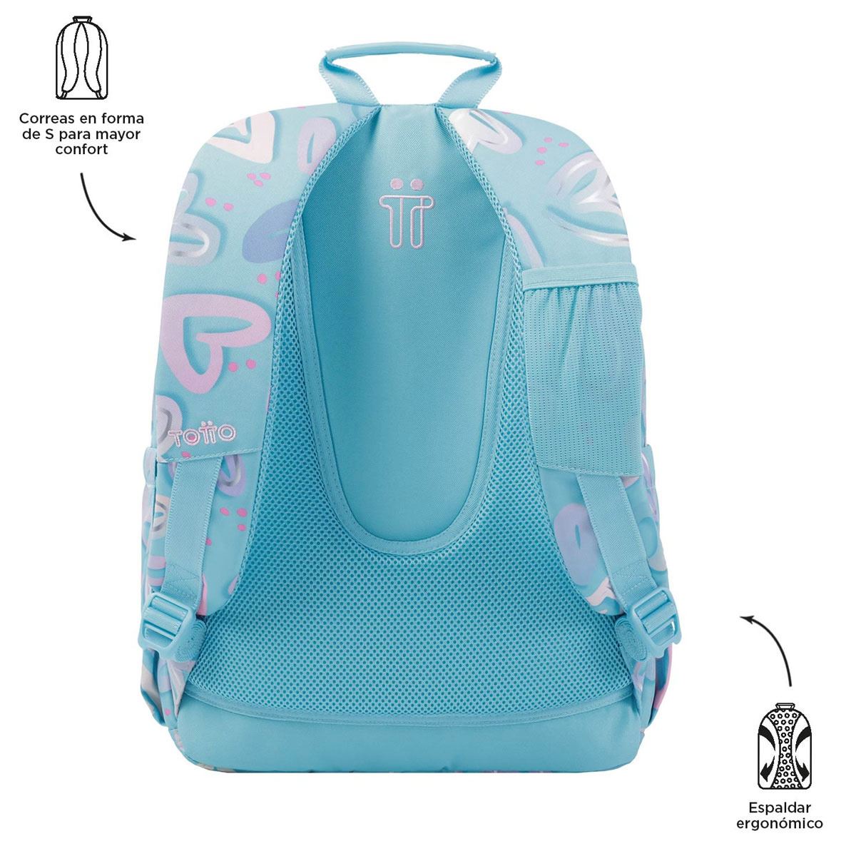 Mochila Azul Corazones Bumbum Ecole Totto