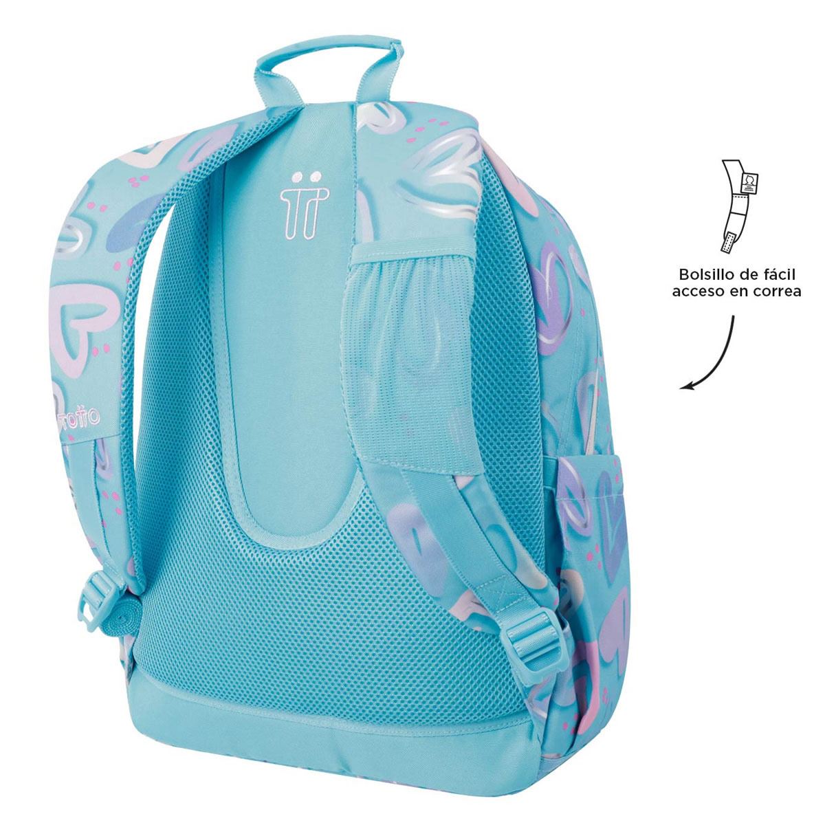 Mochila Azul Corazones Bumbum Ecole Totto
