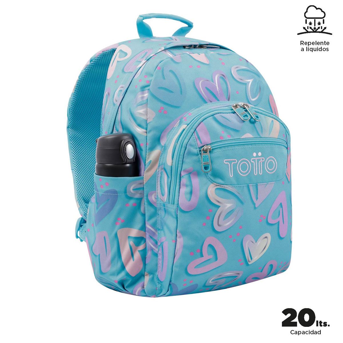 Mochila Azul Corazones Bumbum Ecole Totto