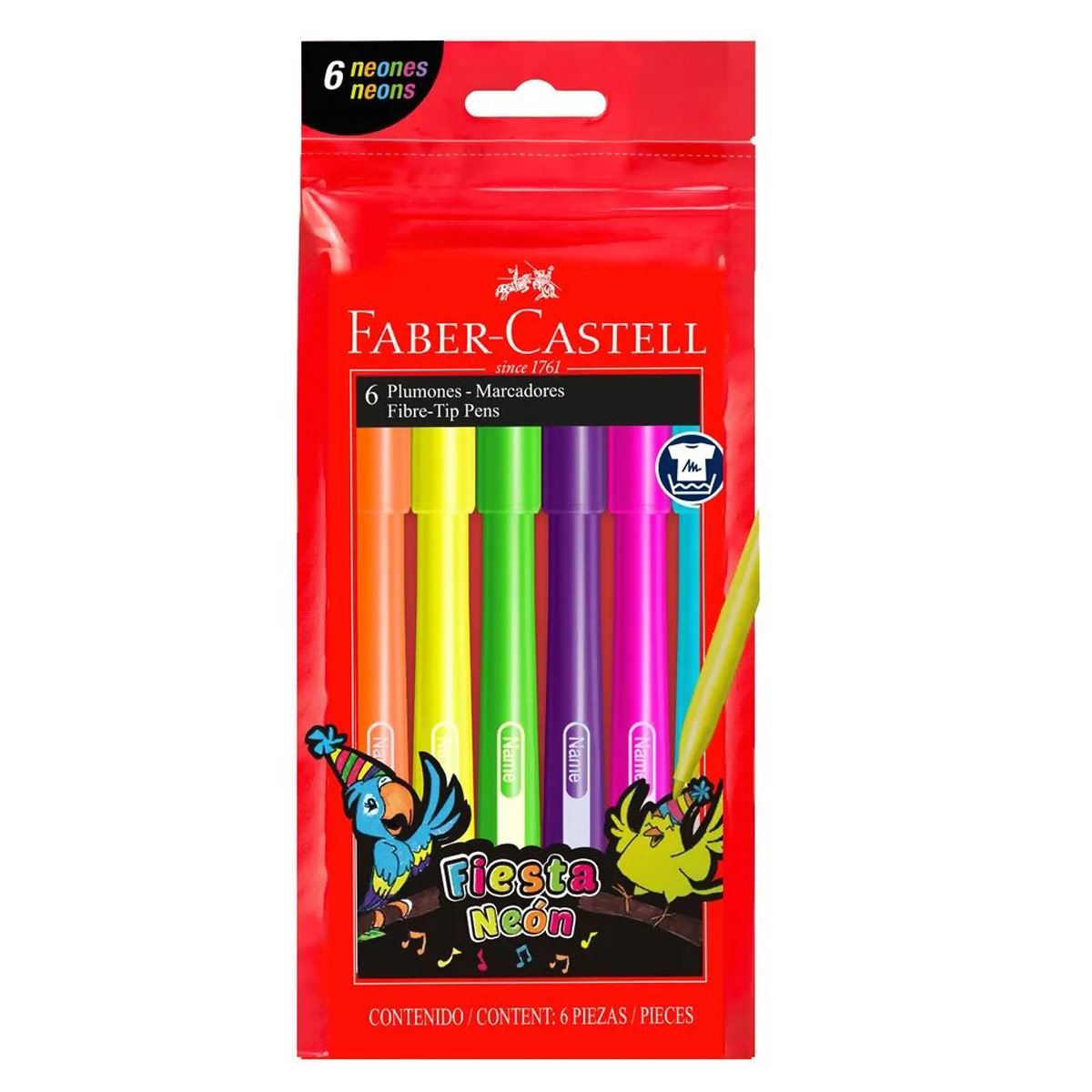 Plumon Fiesta 45 Neón c/ 6 Faber Castell