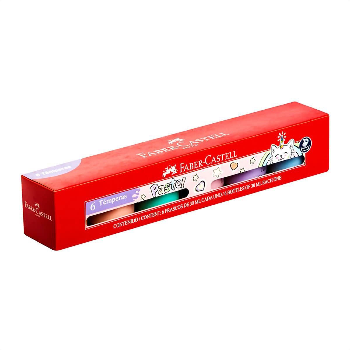 Pintura tempera pastel bote 30 mililitros caja con 6 piezas