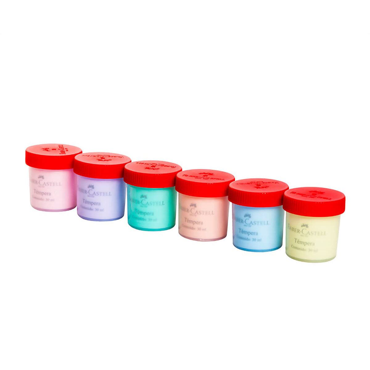 Pintura tempera pastel bote 30 mililitros caja con 6 piezas