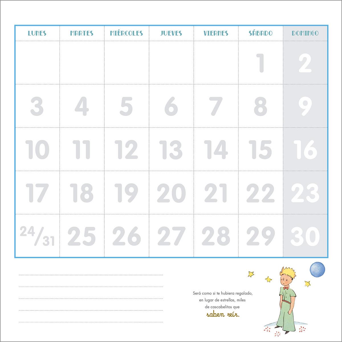 Calendario El principito 2022