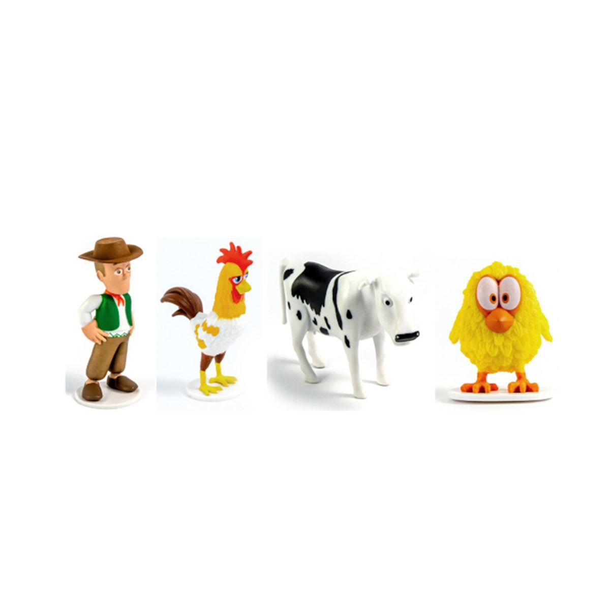 "Granja de Zenon – Caja de 4 figuras de plástico surtidas (Zenon, Bartolito, Vaca Lola, Pollito Pio) "