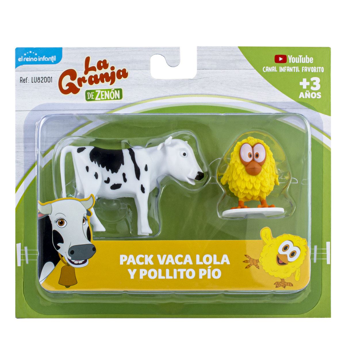 Granja de Zenon – Blister de 2 figuras de plástico surtidas (Vaca, pollilto)