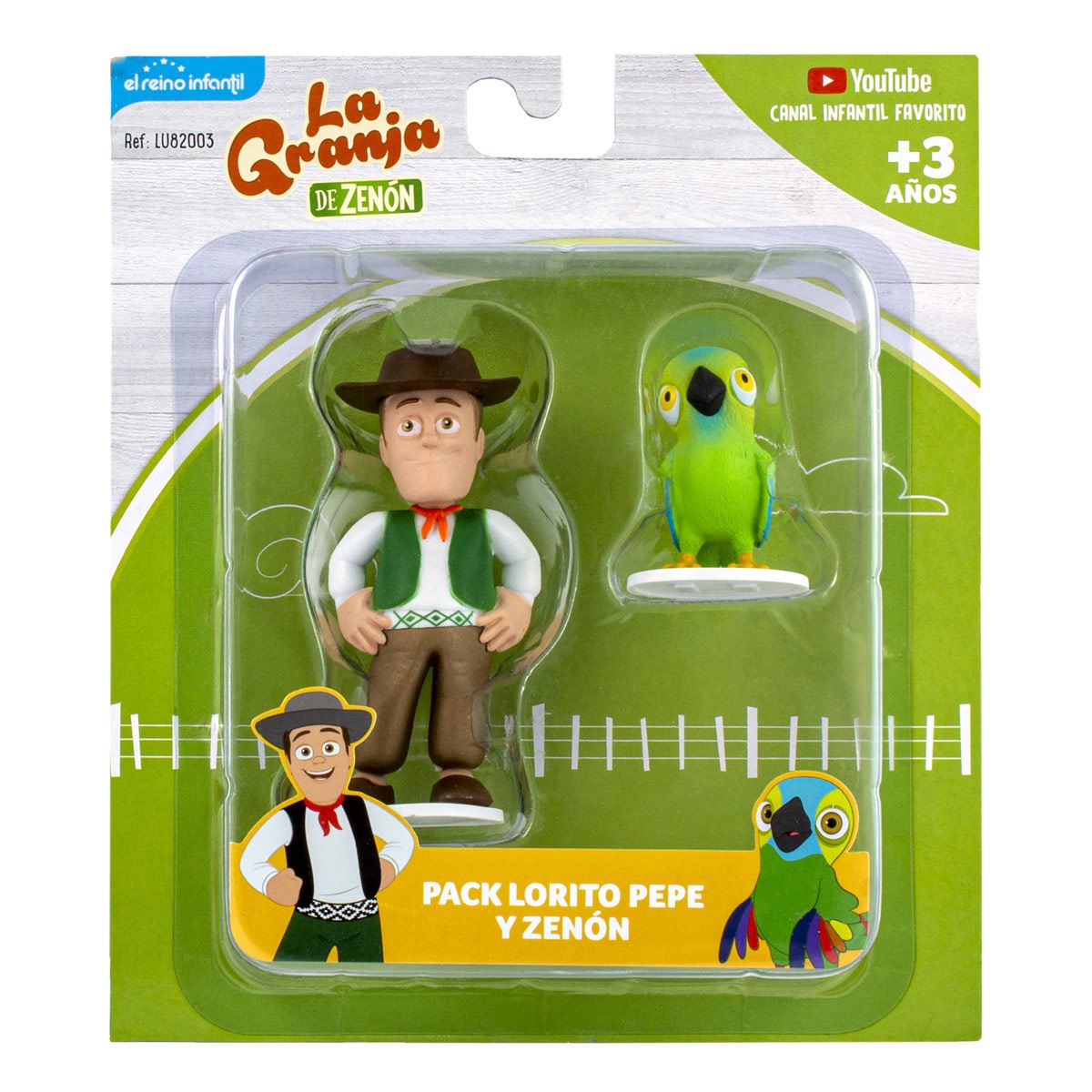 Granja de Zenon – Blister de 2 figuras de plástico surtidas (Granjero, loro)