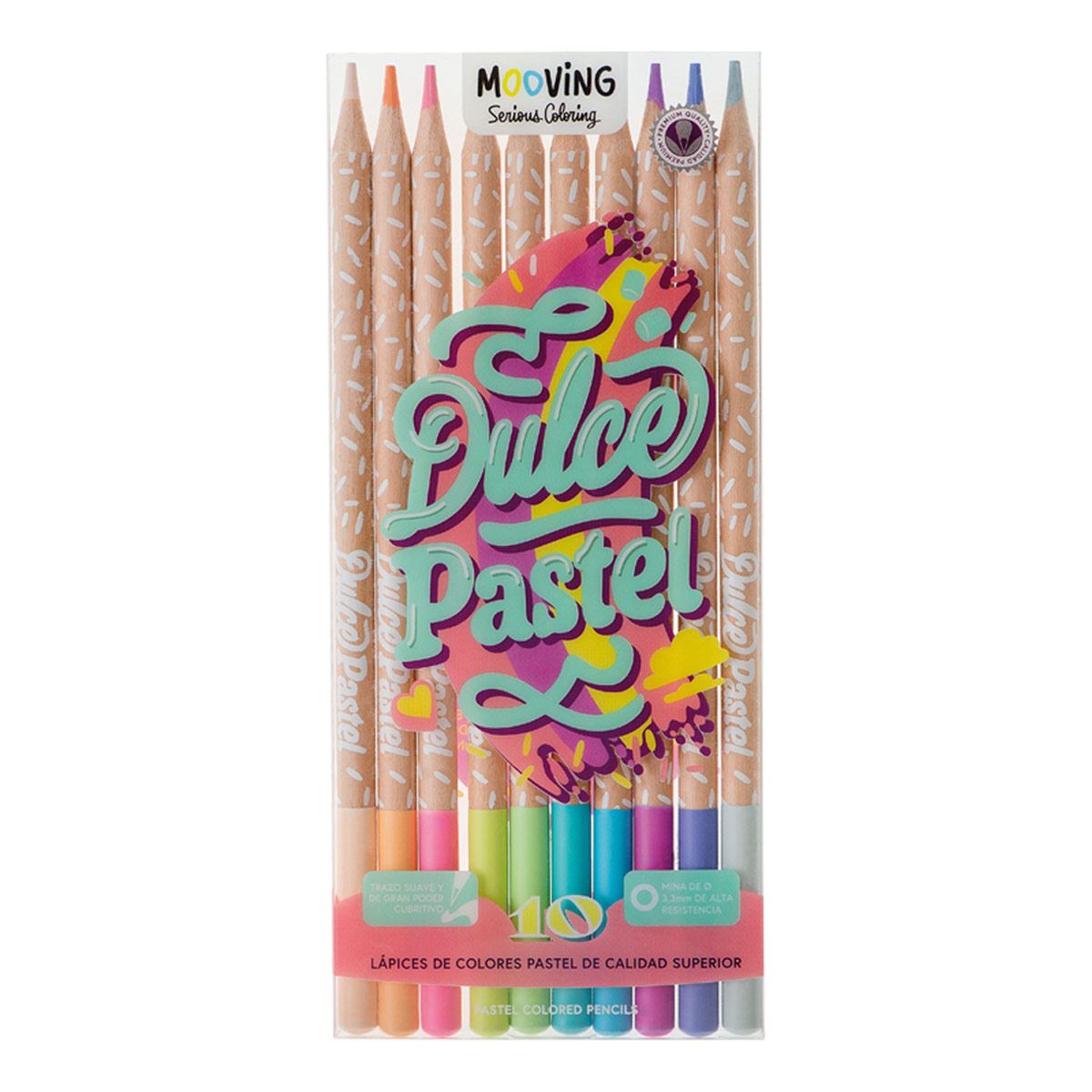 Paquete de 10 Lápices de Colores En Tonos Pastel Mooving
