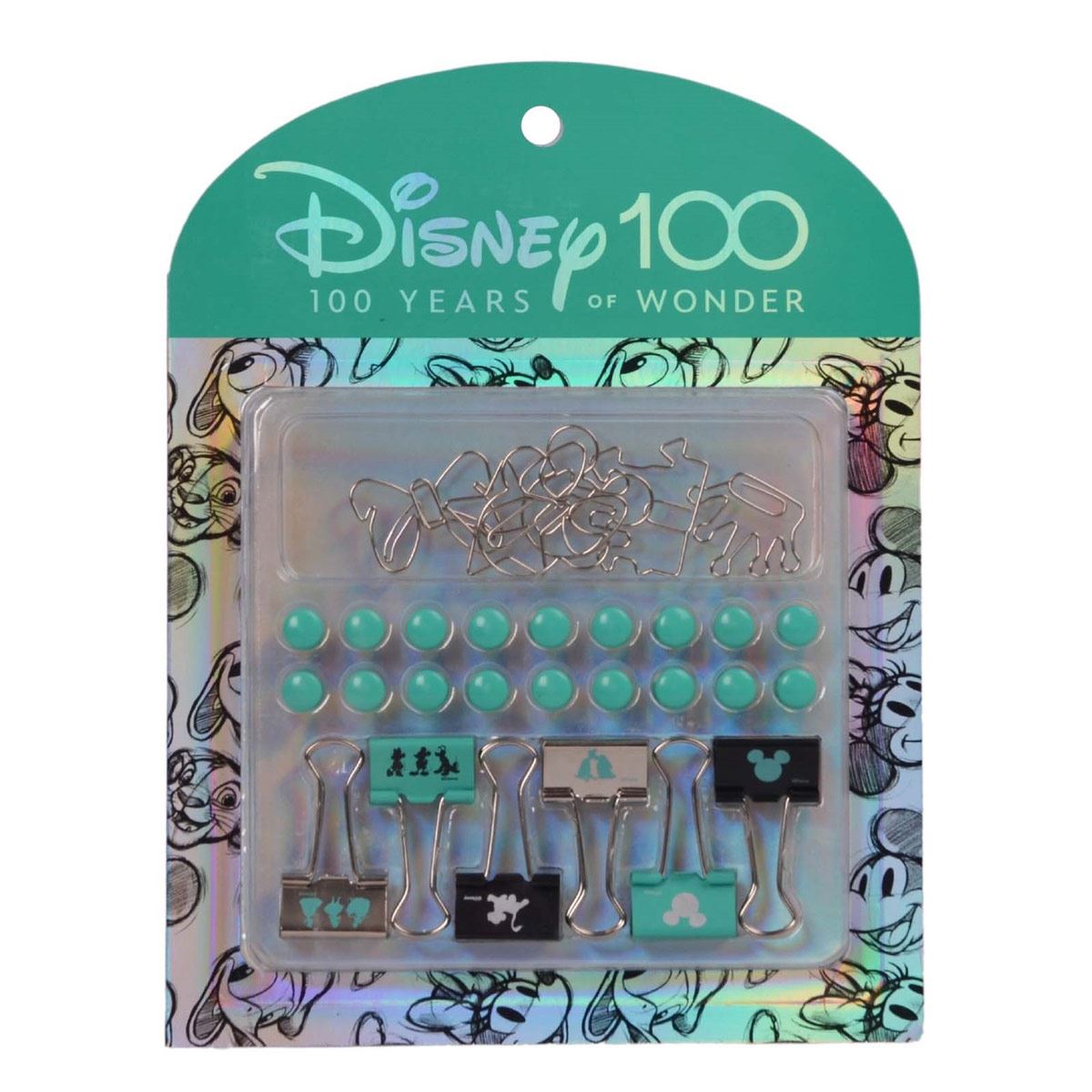 Paquete de Sujetadores de Carpeta, Imanes y Sujetadores de Papel Disney 100
