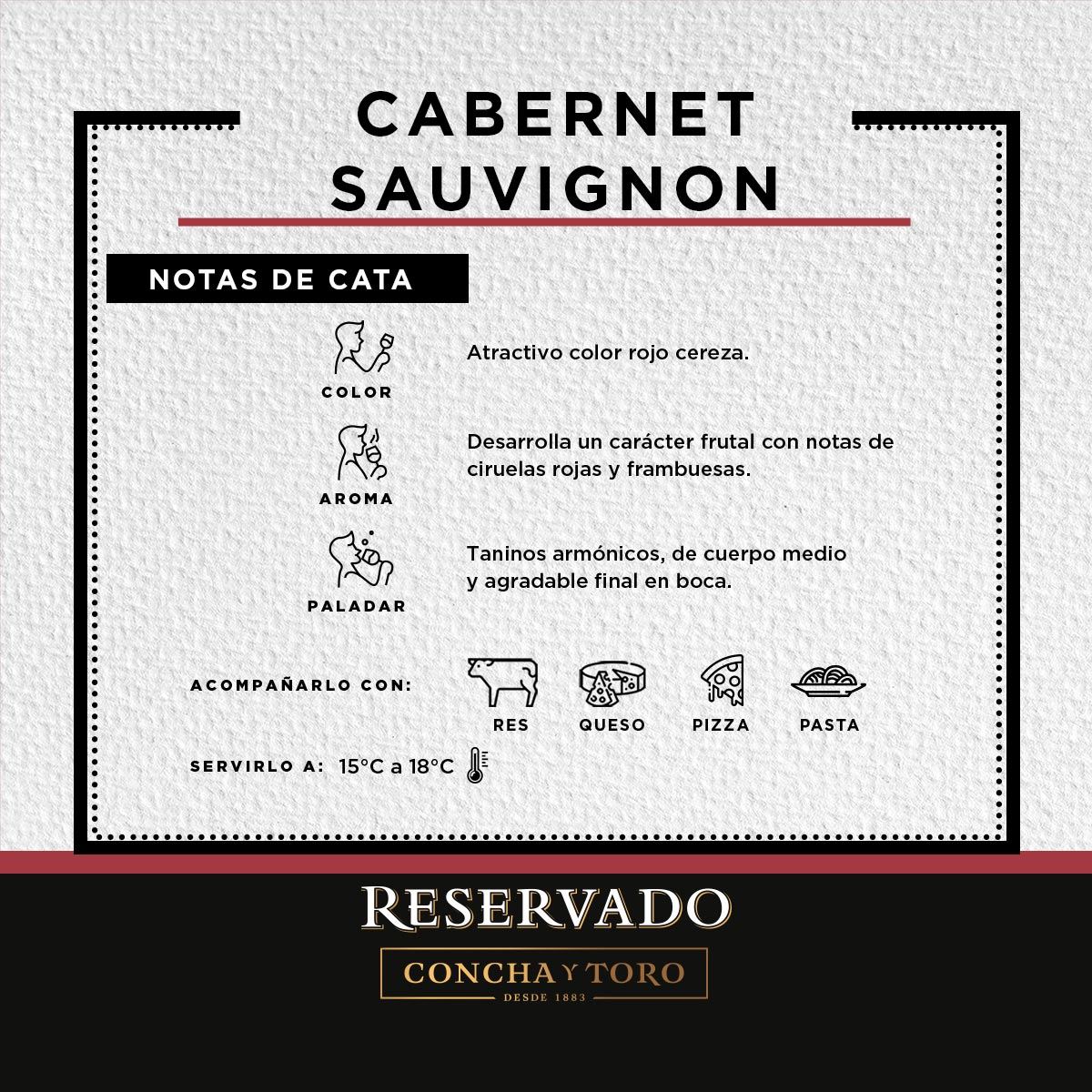 Vino Tinto Reservado Cabernet Sauvignon 750ml