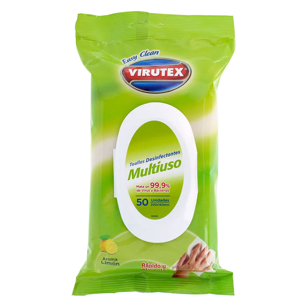 Toallitas desinfectantes multiusos limón 50 piezas