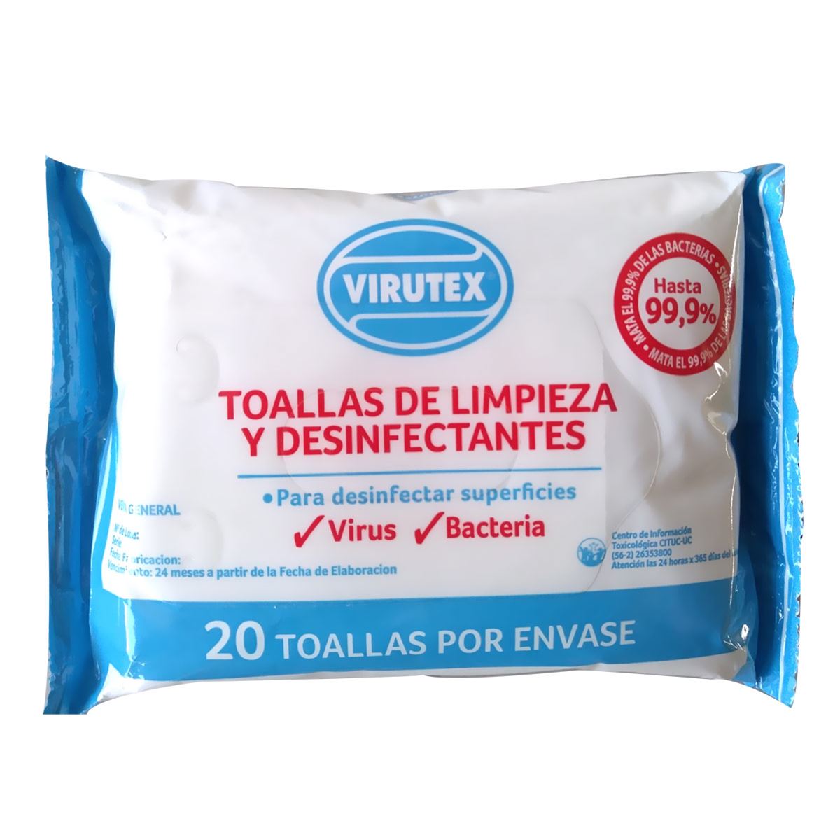 Toallas desinfectantes 20 piezas