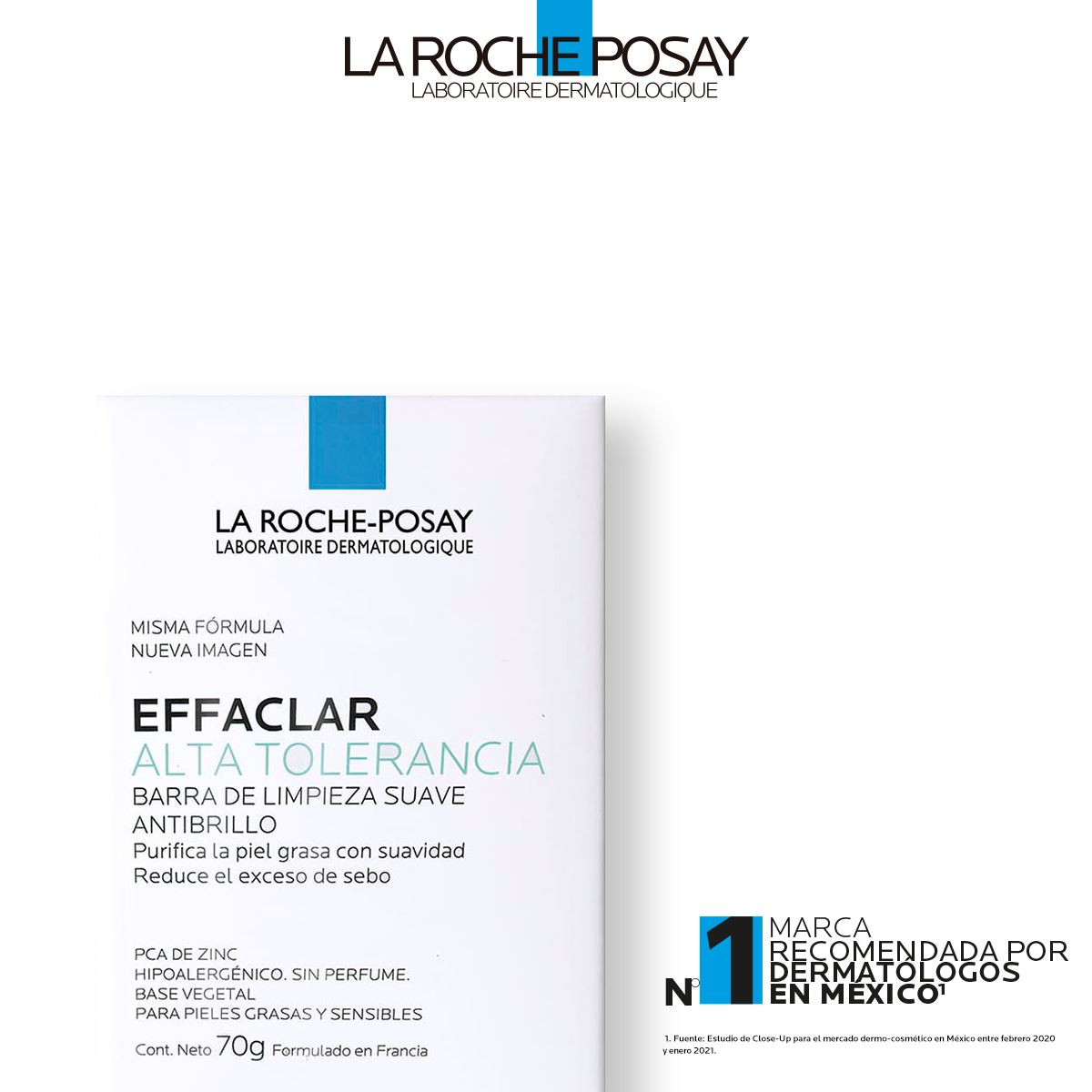 Jabón en Barra La Roche Posay Effaclar Alta Tolerancia para Piel Grasa o Mixta 70 gr