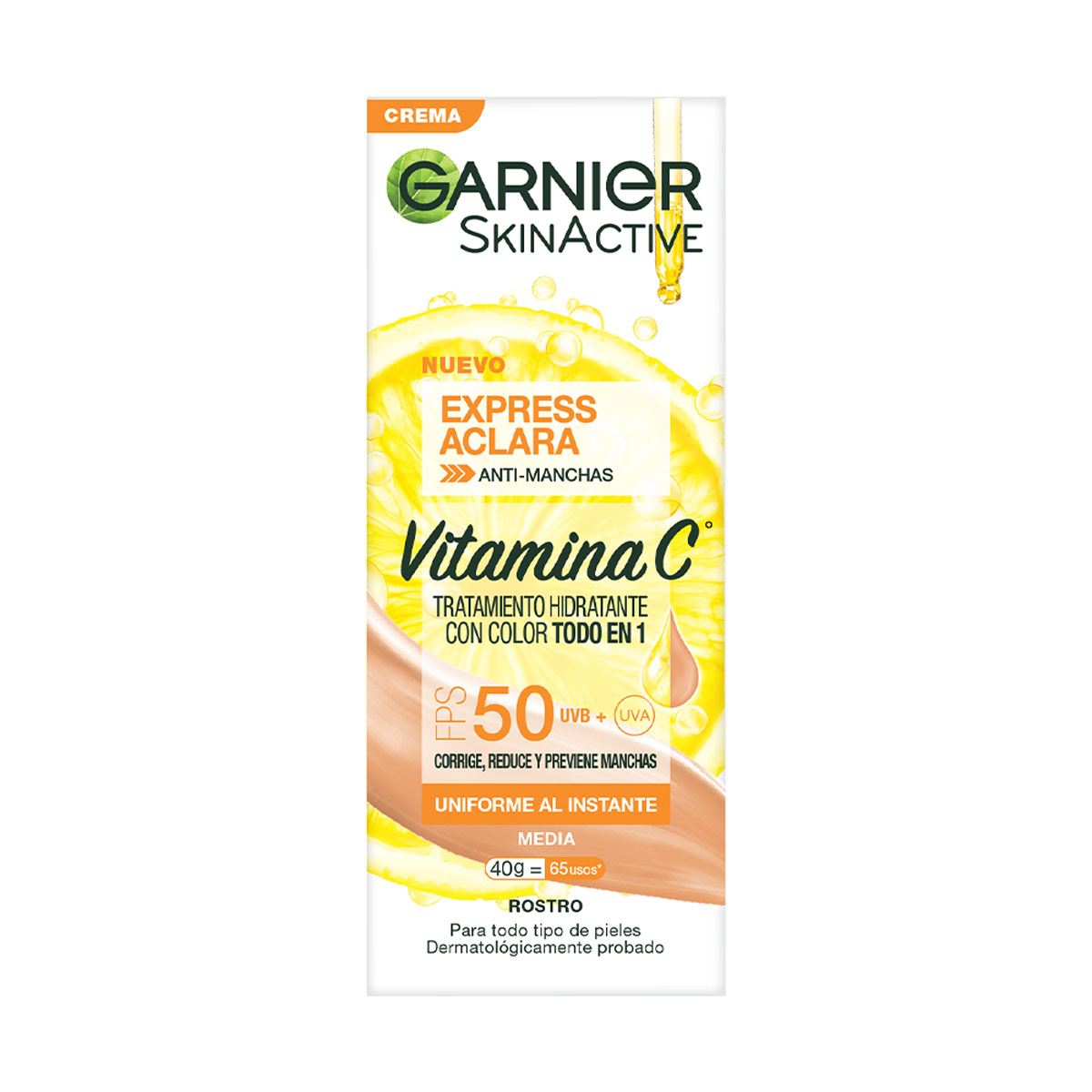 Garnier Skin Active Express Aclara Tratamiento Hidratante con Color Todo En Uno Tono Medio 40ml