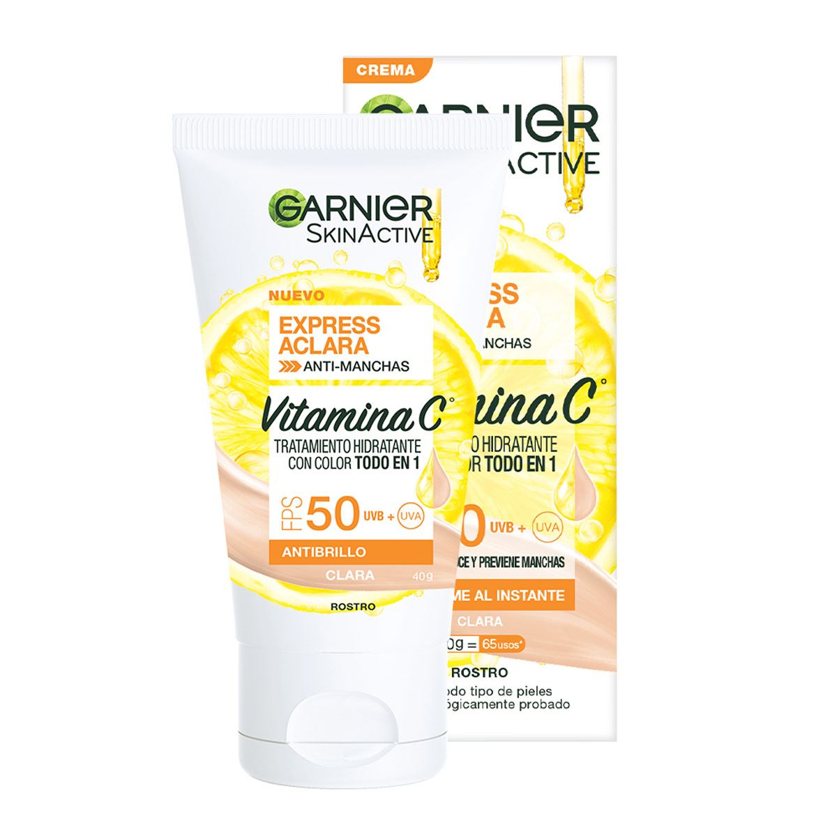 Garnier Skin Active Express Aclara Tratamiento Hidratante con Color Todo En Uno Tono Claro 40ml