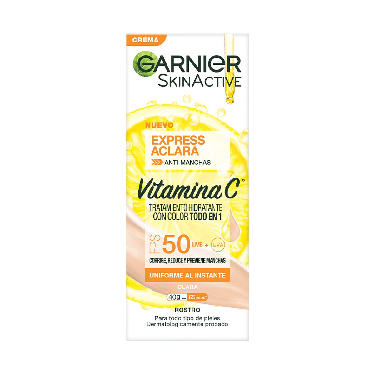 Garnier Skin Active Express Aclara Tratamiento Hidratante con Color Todo En Uno Tono Claro 40ml