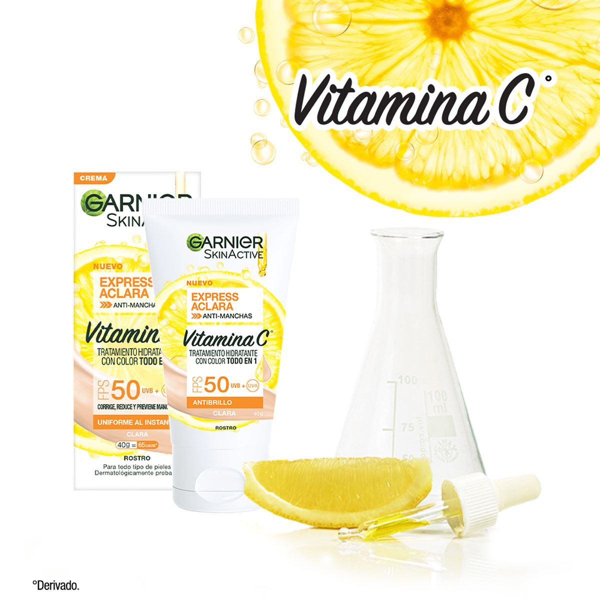 Garnier Skin Active Express Aclara Tratamiento Hidratante con Color Todo En Uno Tono Claro 40ml