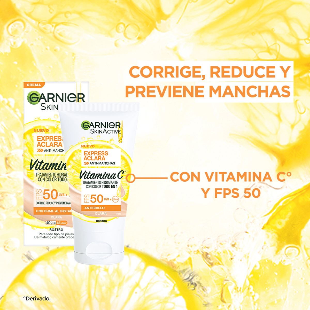 Garnier Skin Active Express Aclara Tratamiento Hidratante con Color Todo En Uno Tono Claro 40ml