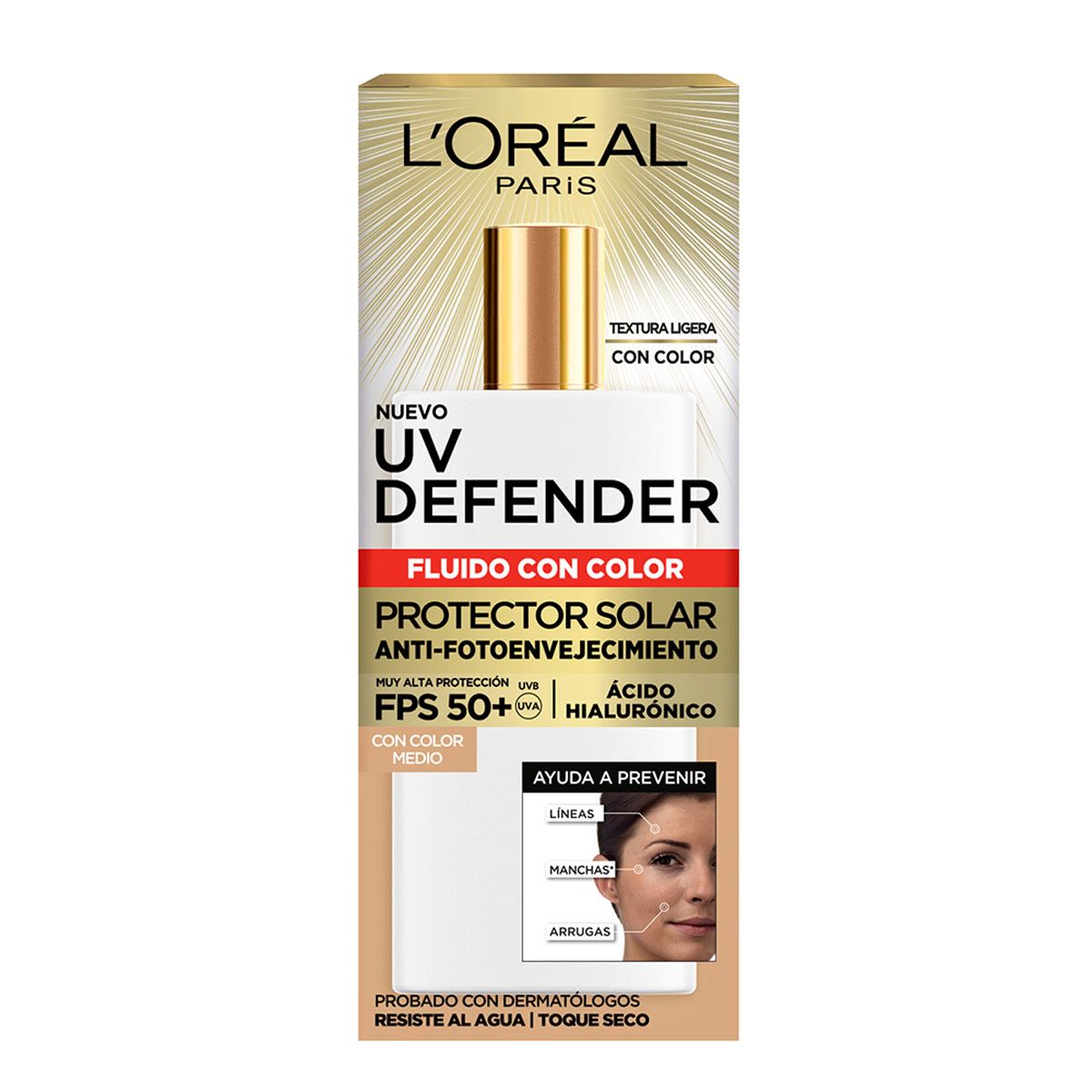 Protector Solar Diario Defender Fluido Invisible Tono Medio FPS 50+ L'ORÉAL PARIS SKIN