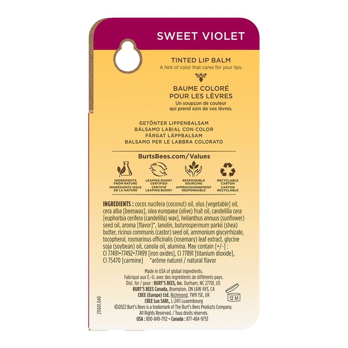 Balsamo labial de Violeta Burt´s Bees 4.25g