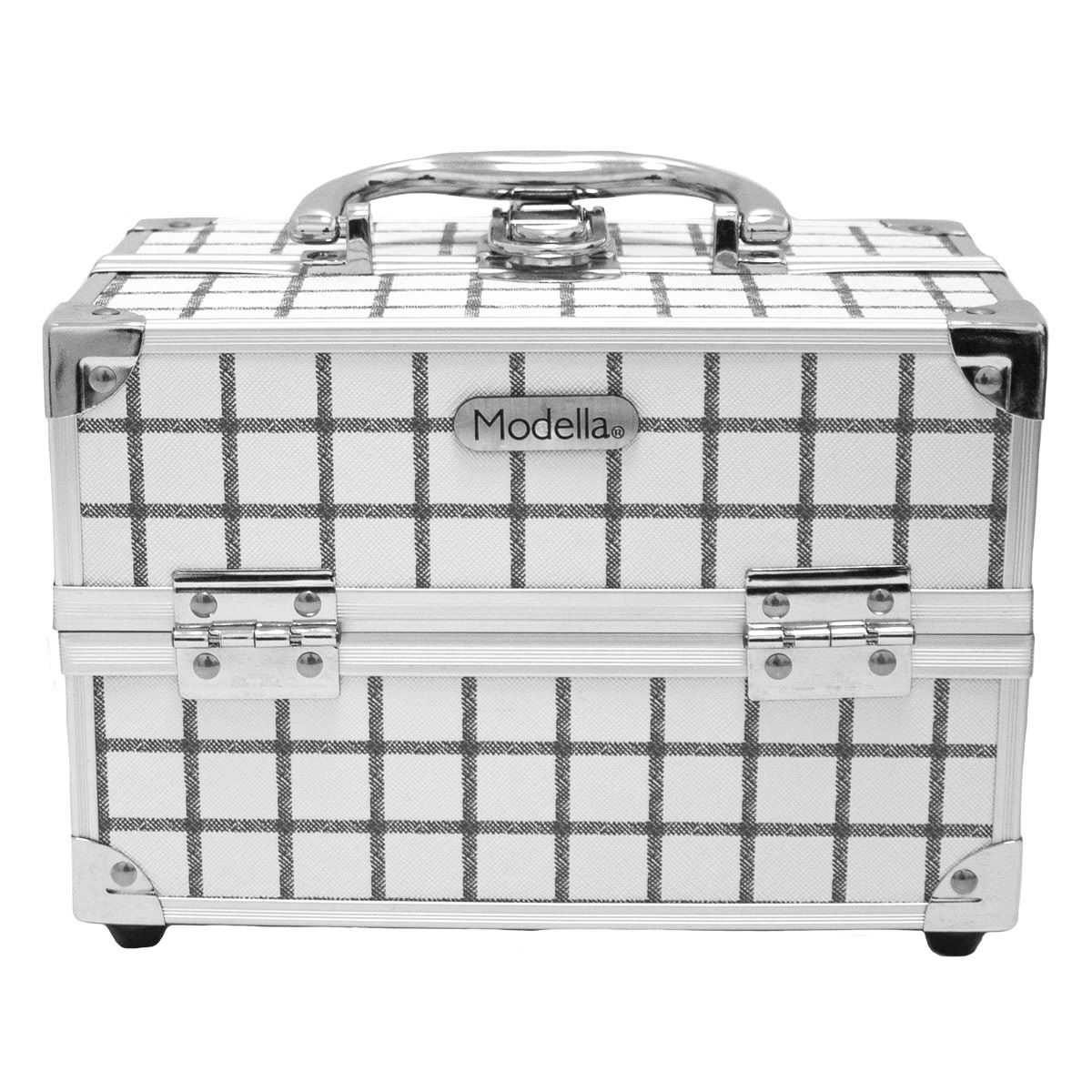 Neceser Duro de Cuadros Blanco con Negro Modella