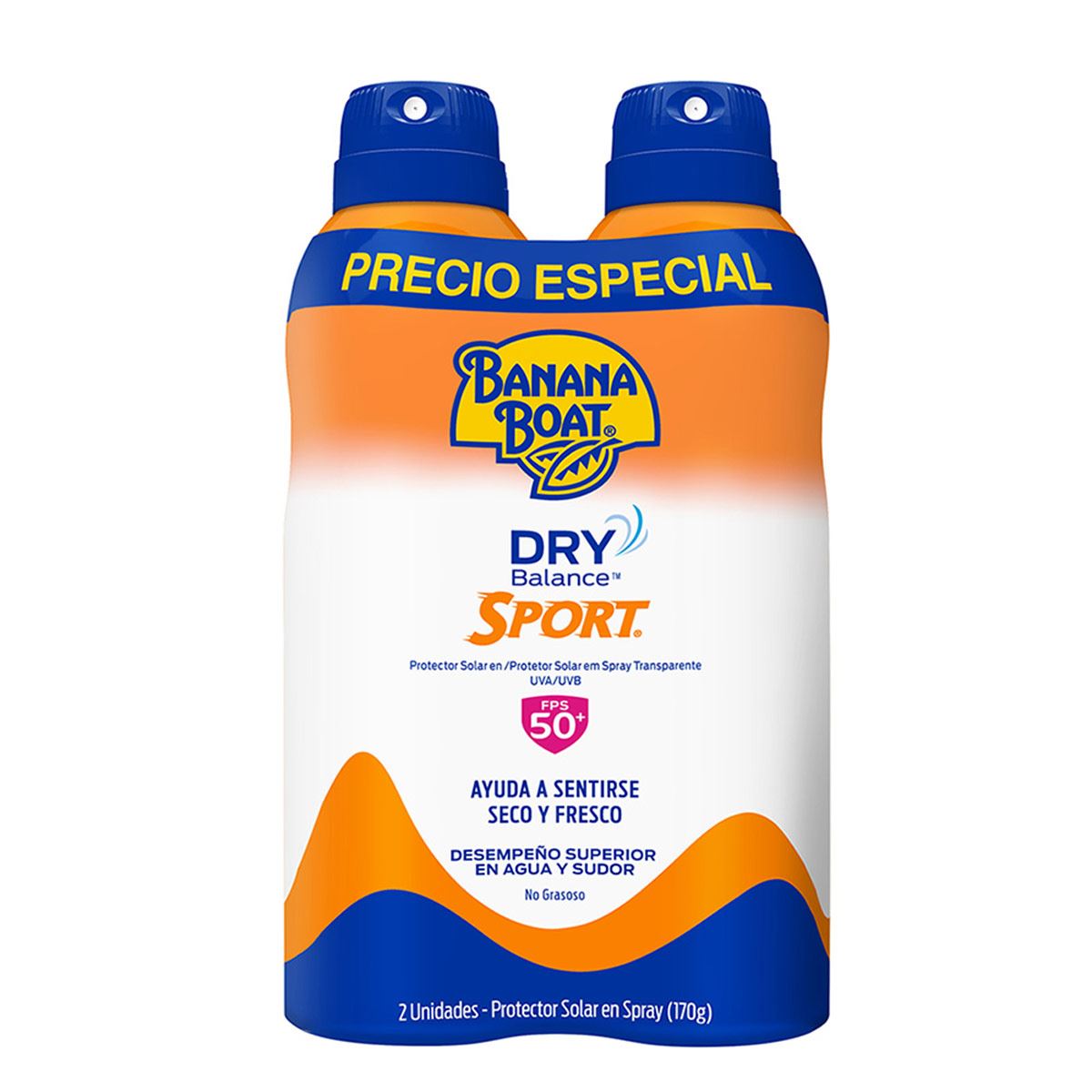 Pack de 2 piezas Protector solar Banana Boat Dry Balance Spf50+170g