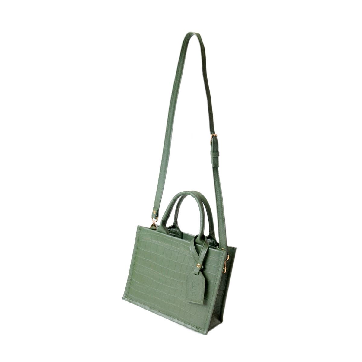 Bolsa textura escamas de piel Zuio logo - verde
