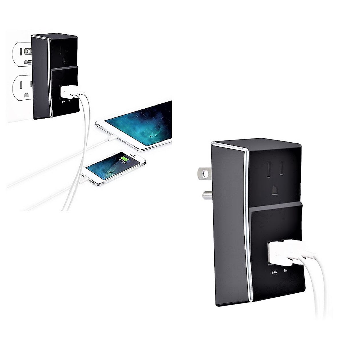 Cargador Doble Puerto USB Negro Bytech