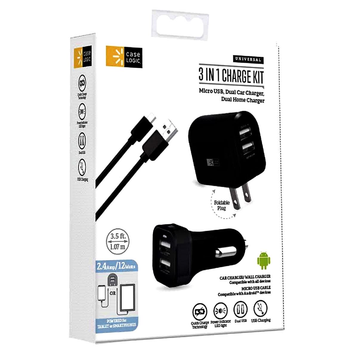 Kit De Carga 2.1Amp Micro USB Case Logic
