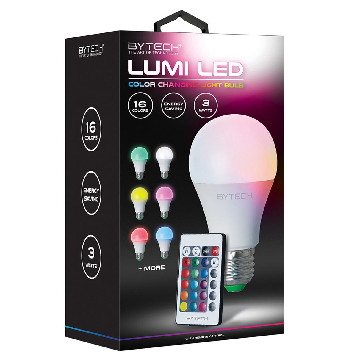 Foco LED Bytech con control remoto multicolor