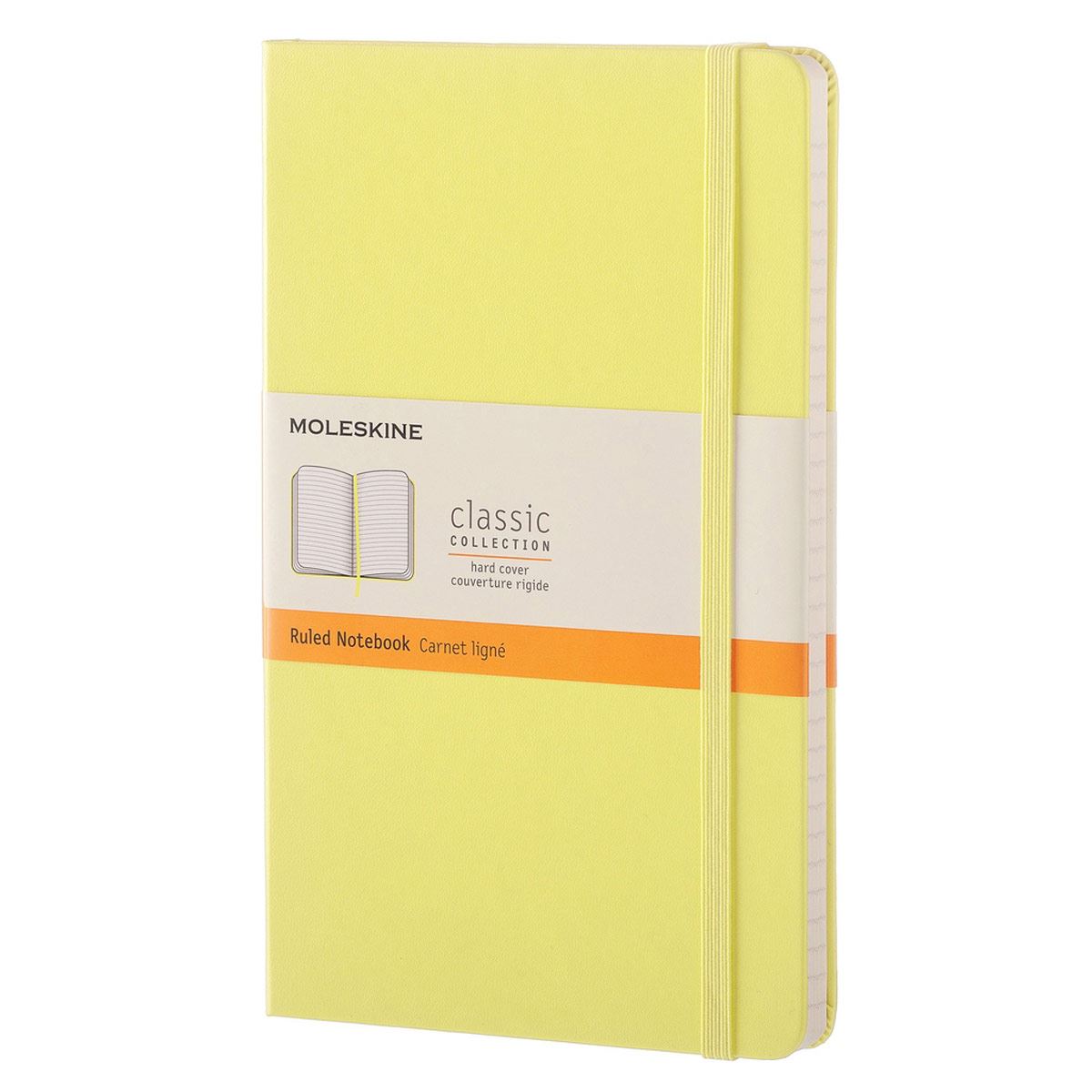 Libreta clásica grande amarilla, hoja rayada pasta dura