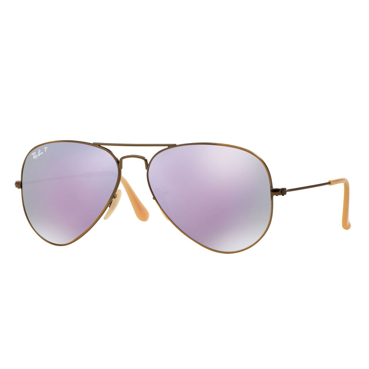 Ray-Ban aviator large metal polarizado violeta, armazón en metal bronce