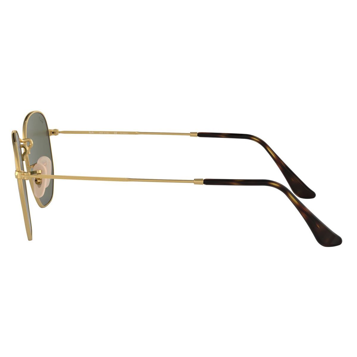 Lente solar Ray-Ban Hexagonal Verde Armazón en Acero Oro