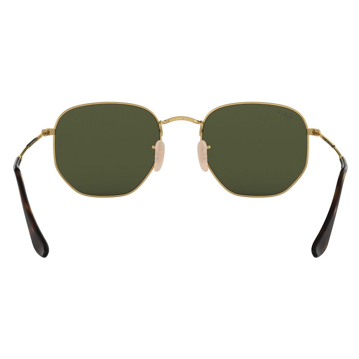 Lente solar Ray-Ban Hexagonal Verde Armazón en Acero Oro