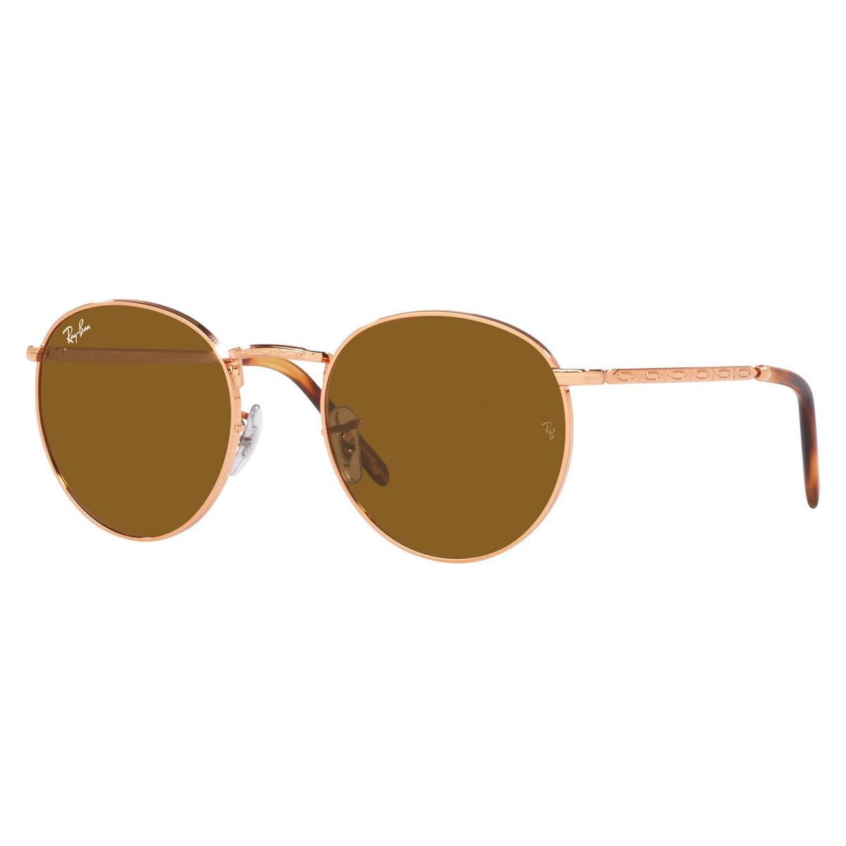 Lente solar Ray-Ban New Round modelo 0RB3637 color marrón en metal color oro