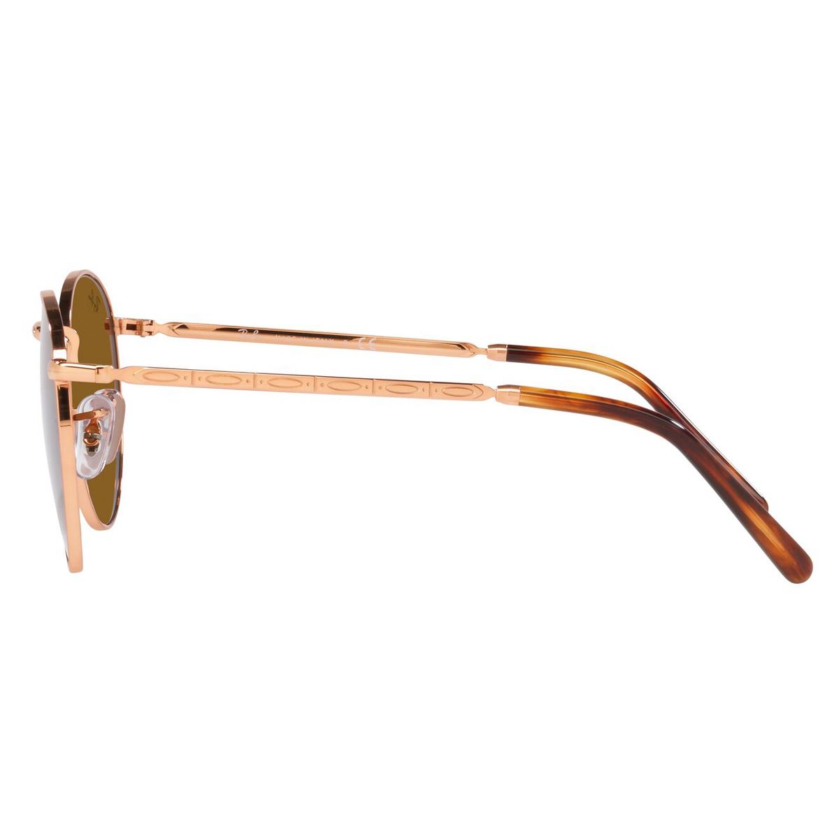 Lente solar Ray-Ban New Round modelo 0RB3637 color marrón en metal color oro