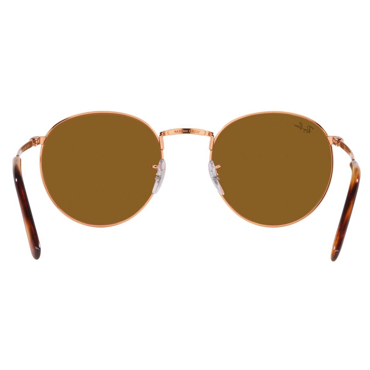 Lente solar Ray-Ban New Round modelo 0RB3637 color marrón en metal color oro