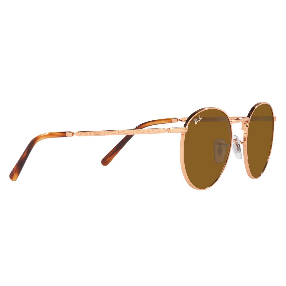 Lente solar Ray-Ban New Round modelo 0RB3637 color marrón en metal color oro