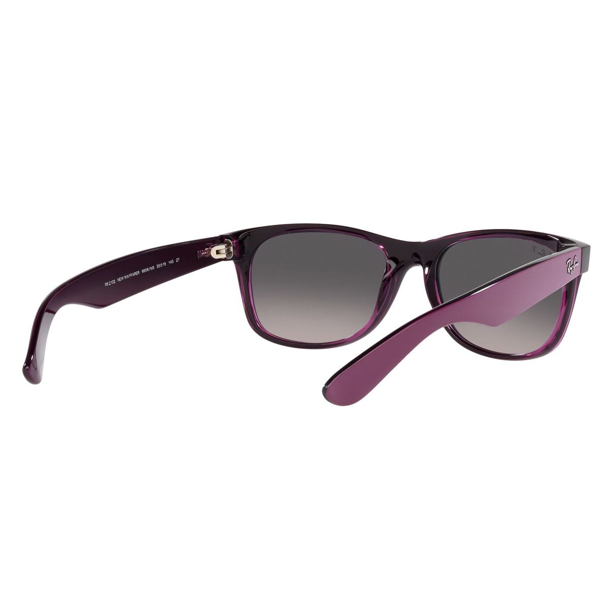 Lente solar Ray-Ban New Wayfarer modelo 0RB2132 polarizado color gris en nylon color violeta