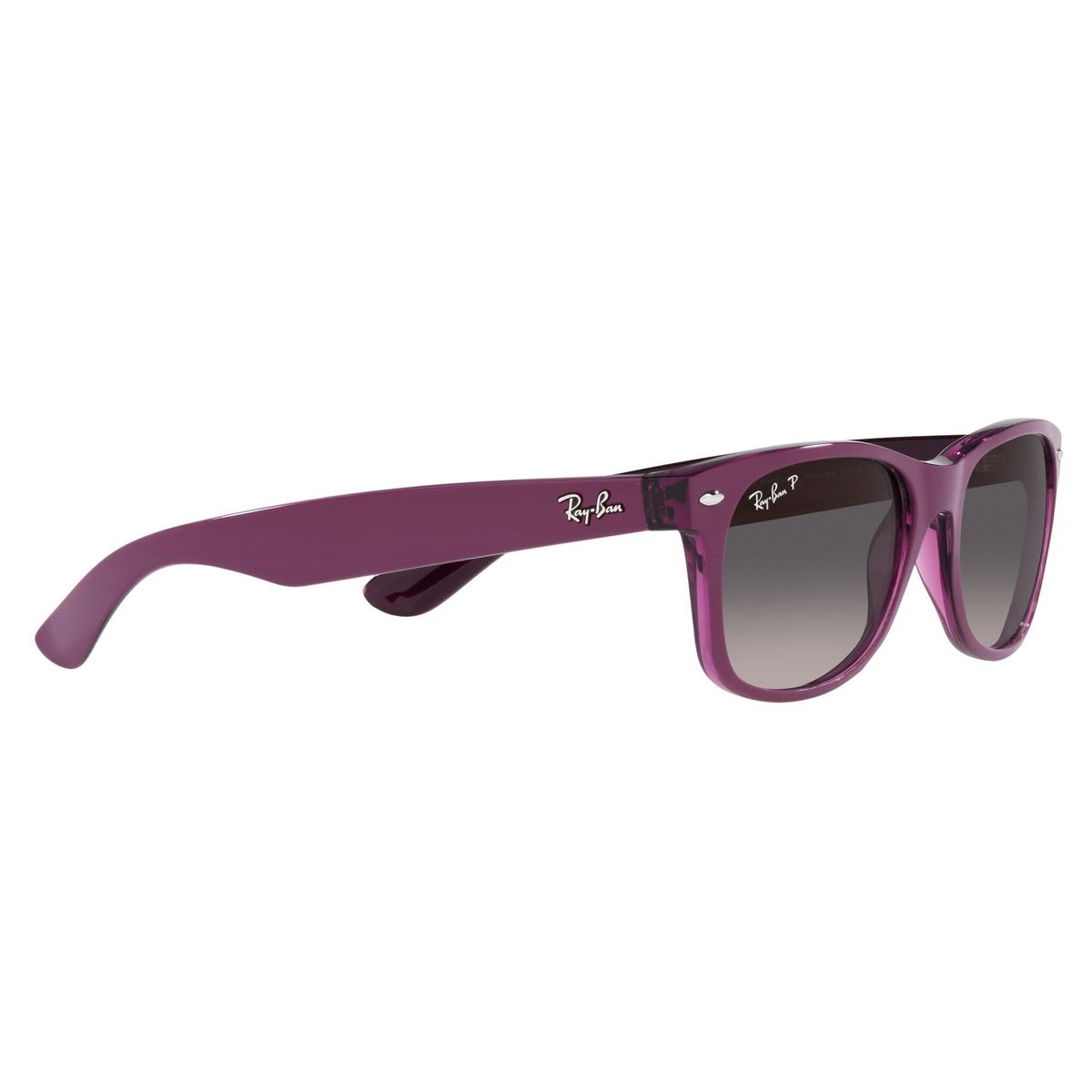 Lente solar Ray-Ban New Wayfarer modelo 0RB2132 polarizado color gris en nylon color violeta