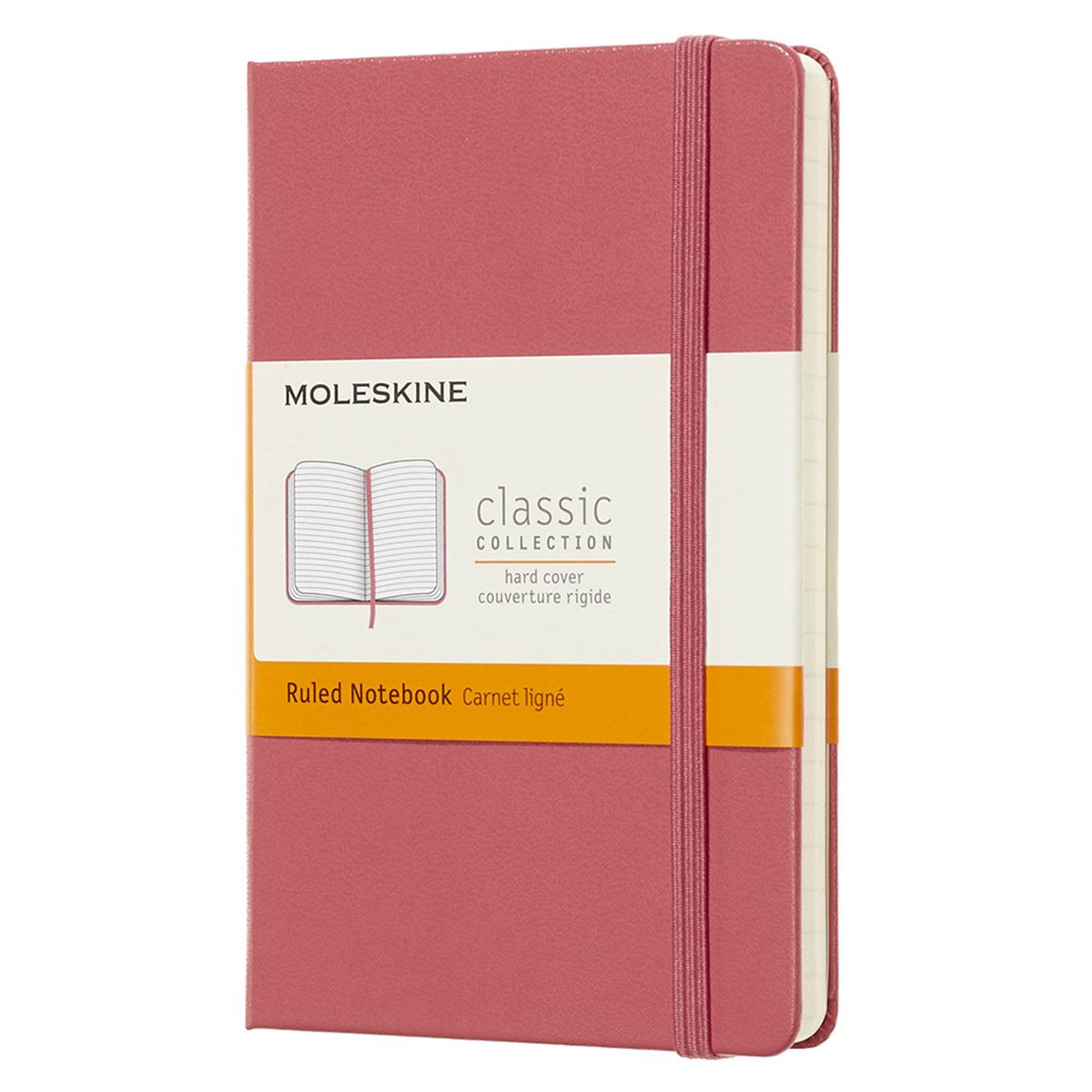 Libreta clásica grande rosa margarita, hoja rayada pasta dura