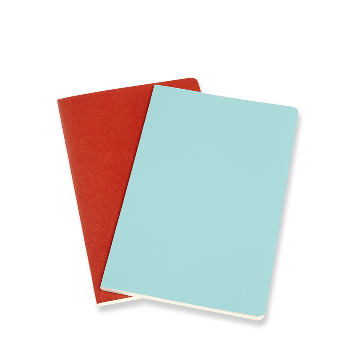 Set 2 Libretas Grande Naranja y Azul Aqua Hoja Rayada Pasta Suave