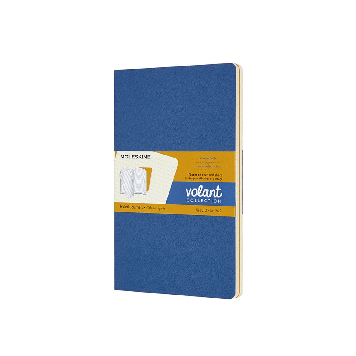 Set 2 Libretas Grande Amarillo Azul Ambar Hoja Rayada Pasta Suave