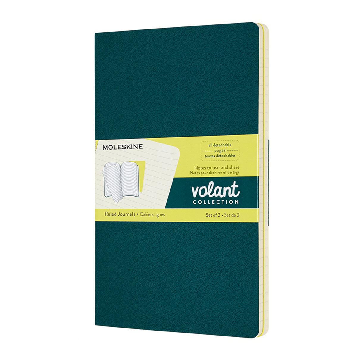 Set 2 Libretas Grande Verde Pino Hoja Rayada Pasta Suave