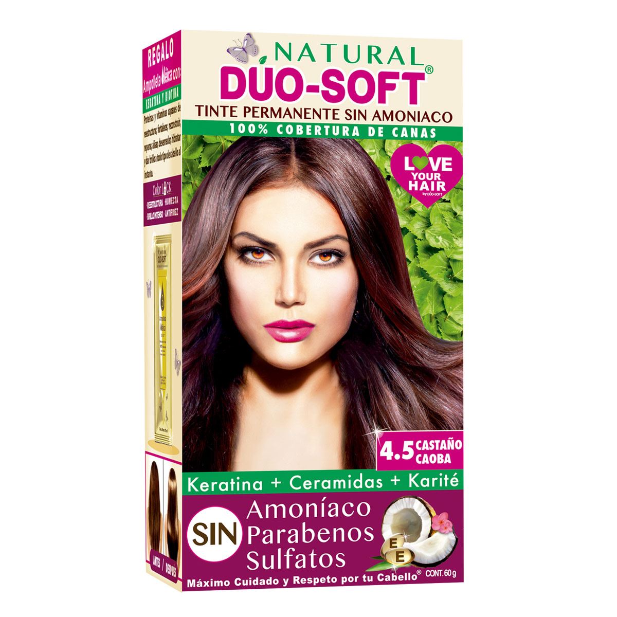 Tinte sin amoniaco natural dúo soft  castaño caoba